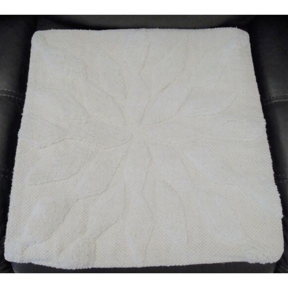 Textured Ivory White FLOWER PILLOW COVER 20x20 Cotton Weave Plush PB x Obetee - Picture 4 of 4